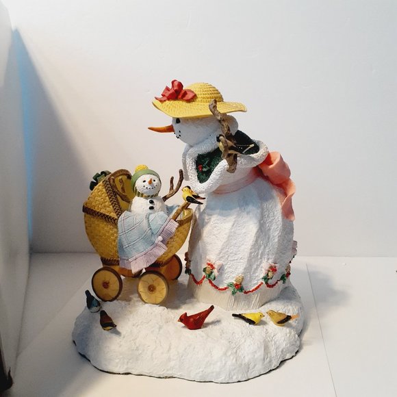 Lenox A Stroll with Friends Lynn Bywaters Snowman Figurine Christmas Mom Baby - Picture 1 of 10